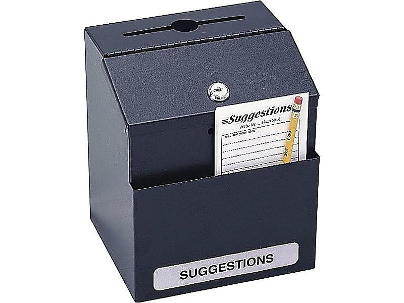 Safco Locking Steel Suggestion Box, Black