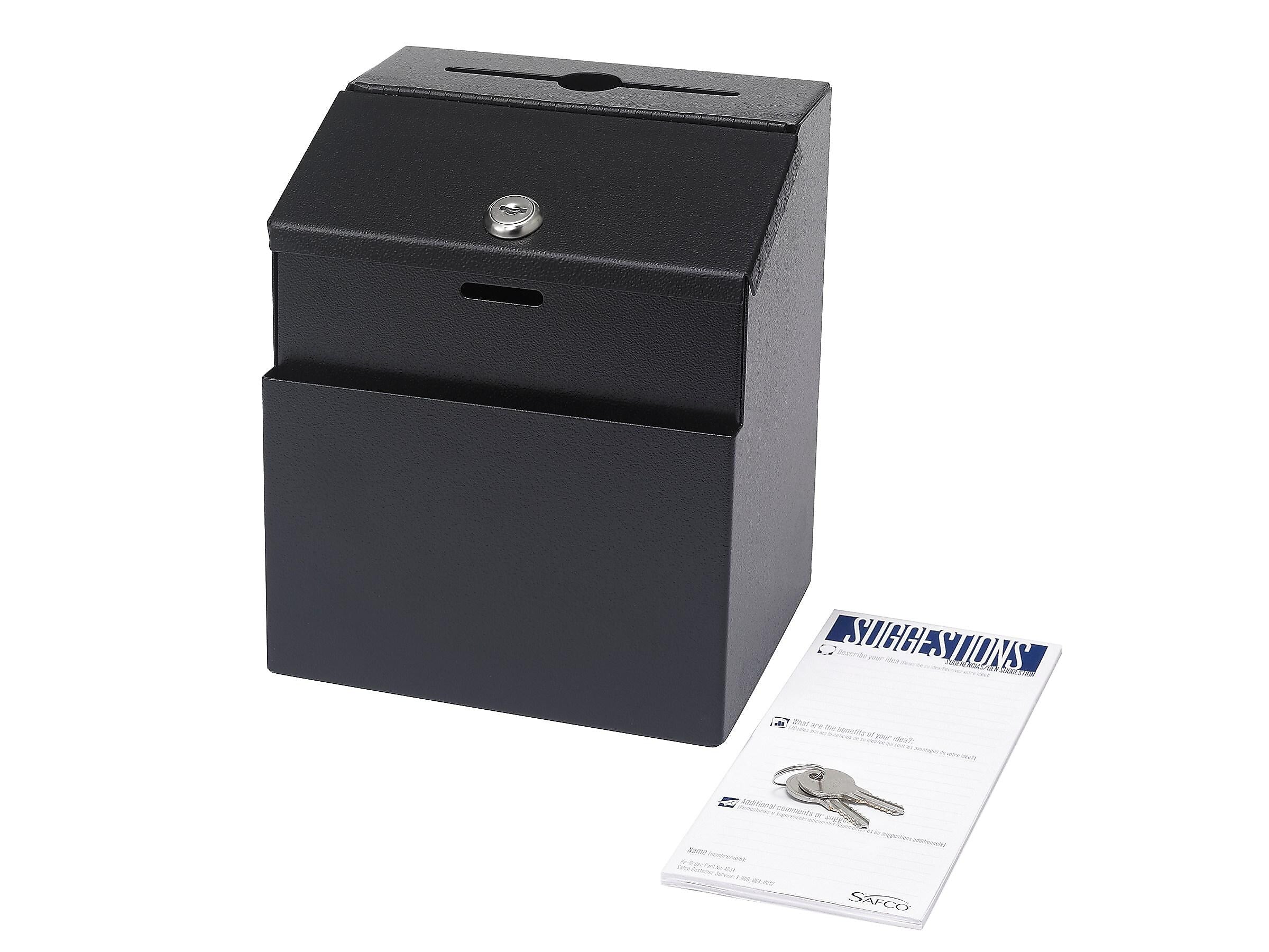 Safco Locking Steel Suggestion Box, Black