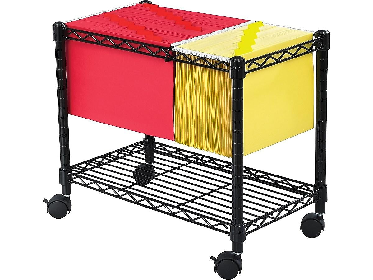 Safco Metal Mobile File Cart with Lockable Wheels, Black