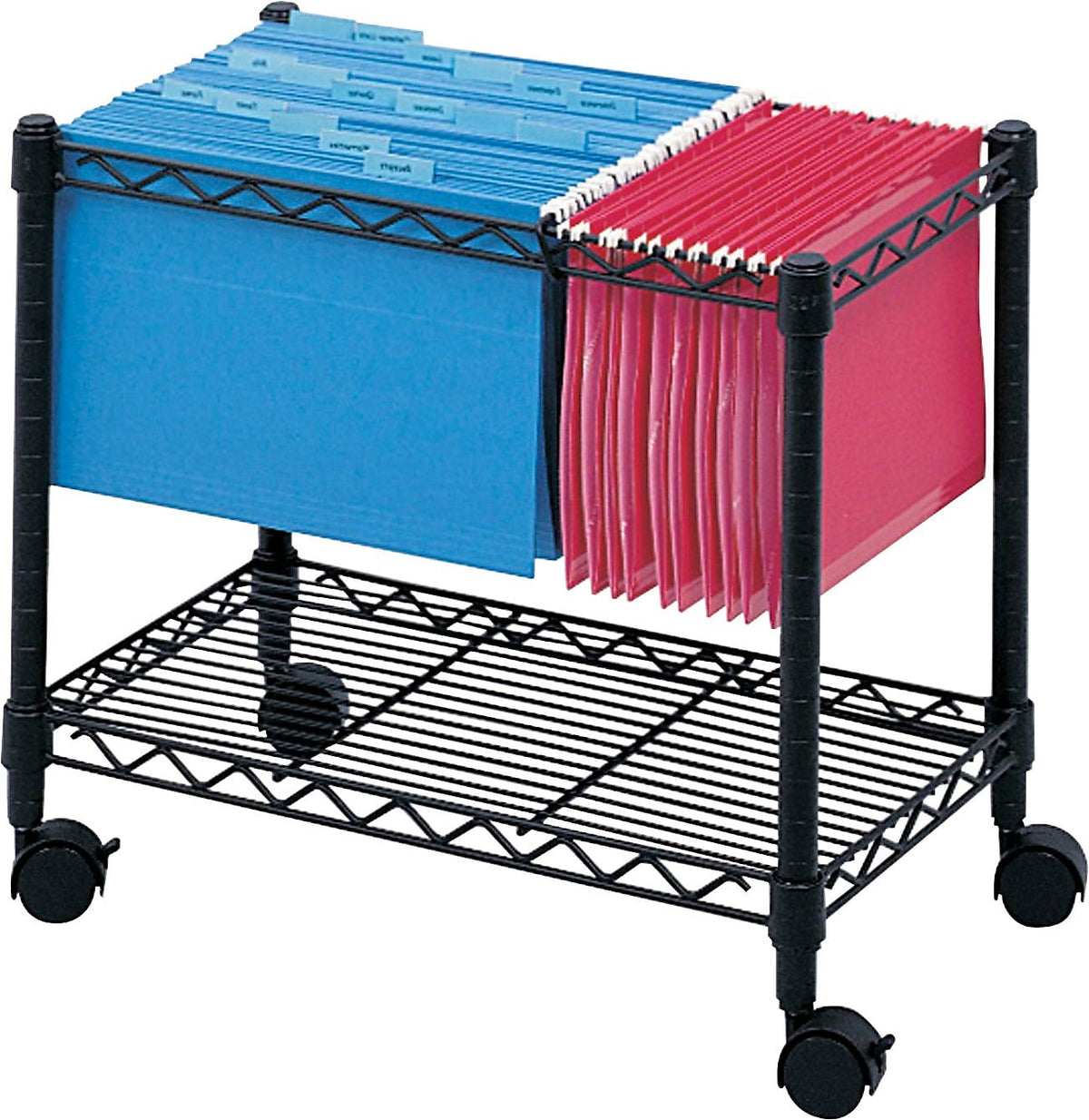 Safco Metal Mobile File Cart with Lockable Wheels, Black