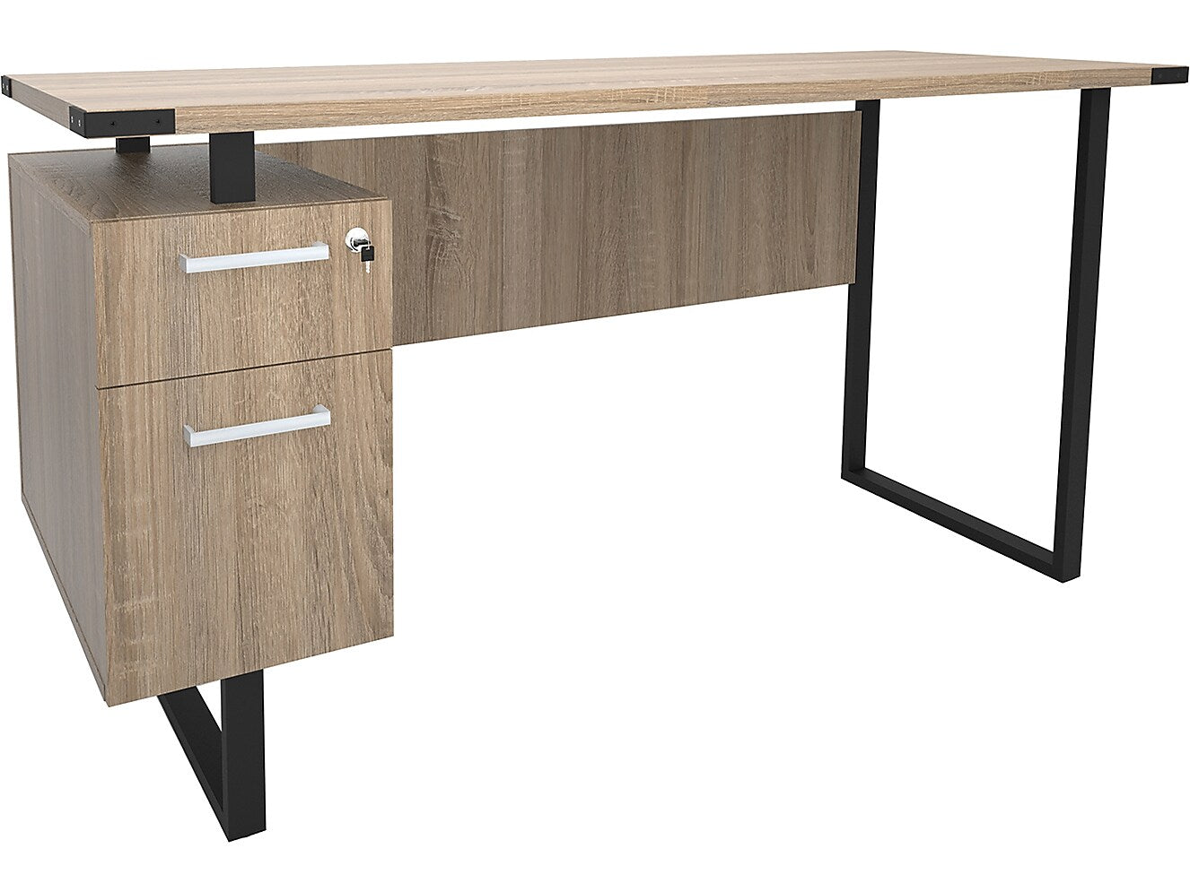 Safco Mirella SOHO 62"W Desk with Built-In Pedestal, Sand Dune