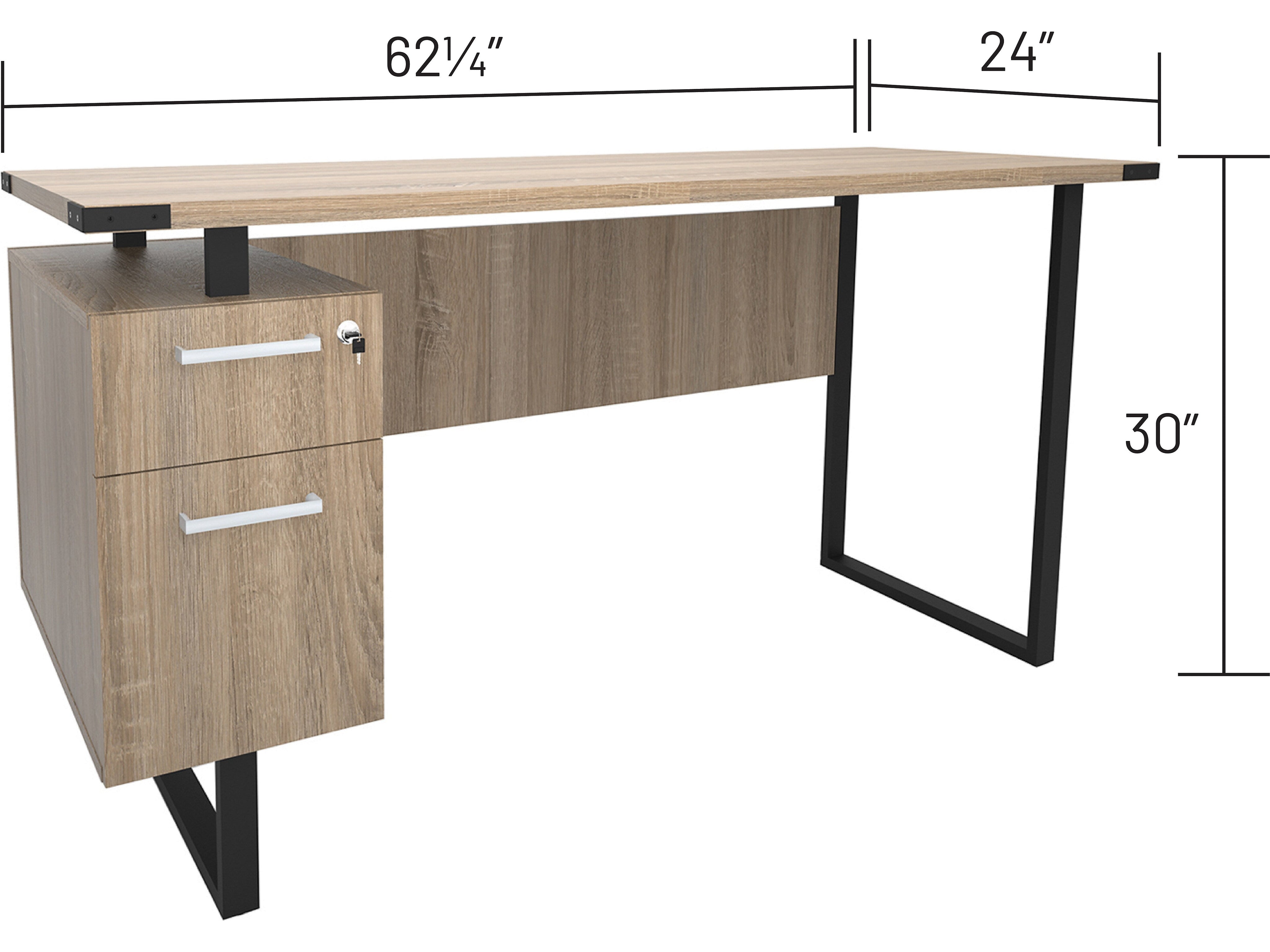 Safco Mirella SOHO 62"W Desk with Built-In Pedestal, Sand Dune