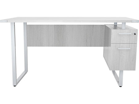 Safco Mirella SOHO 62"W Desk with Built-In Pedestal, White Ash