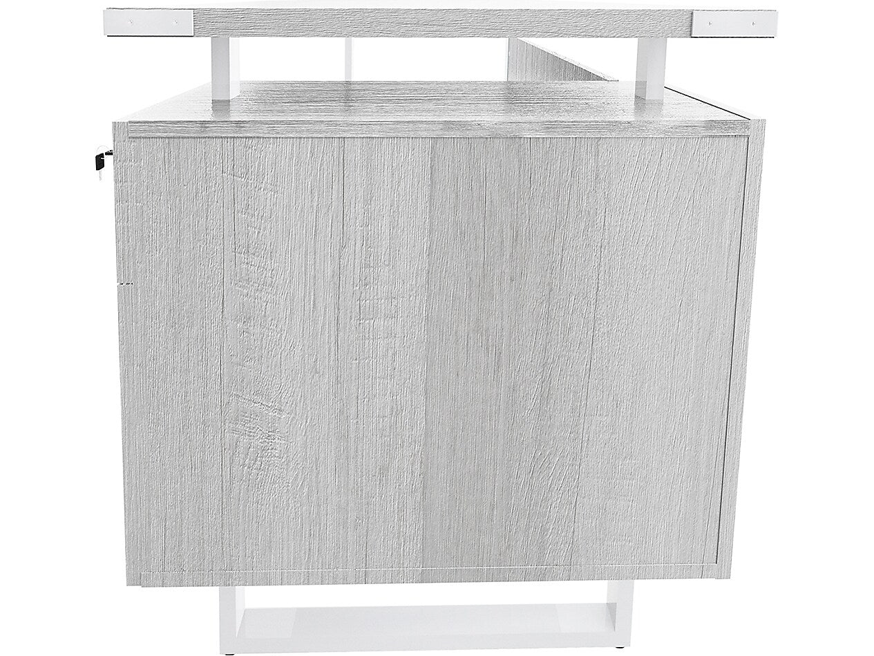 Safco Mirella SOHO 62"W Desk with Built-In Pedestal, White Ash