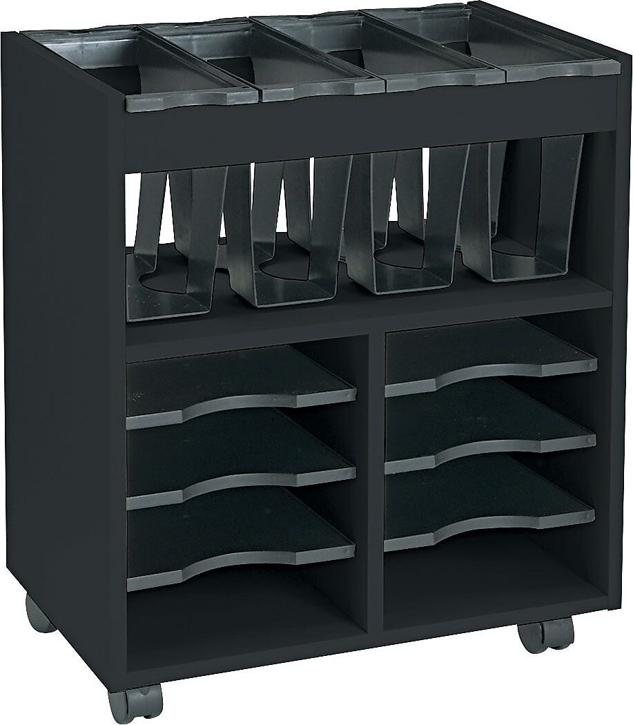 Safco Mobile 6-Shelf File Cart with Swivel Wheels, Black Particle Board