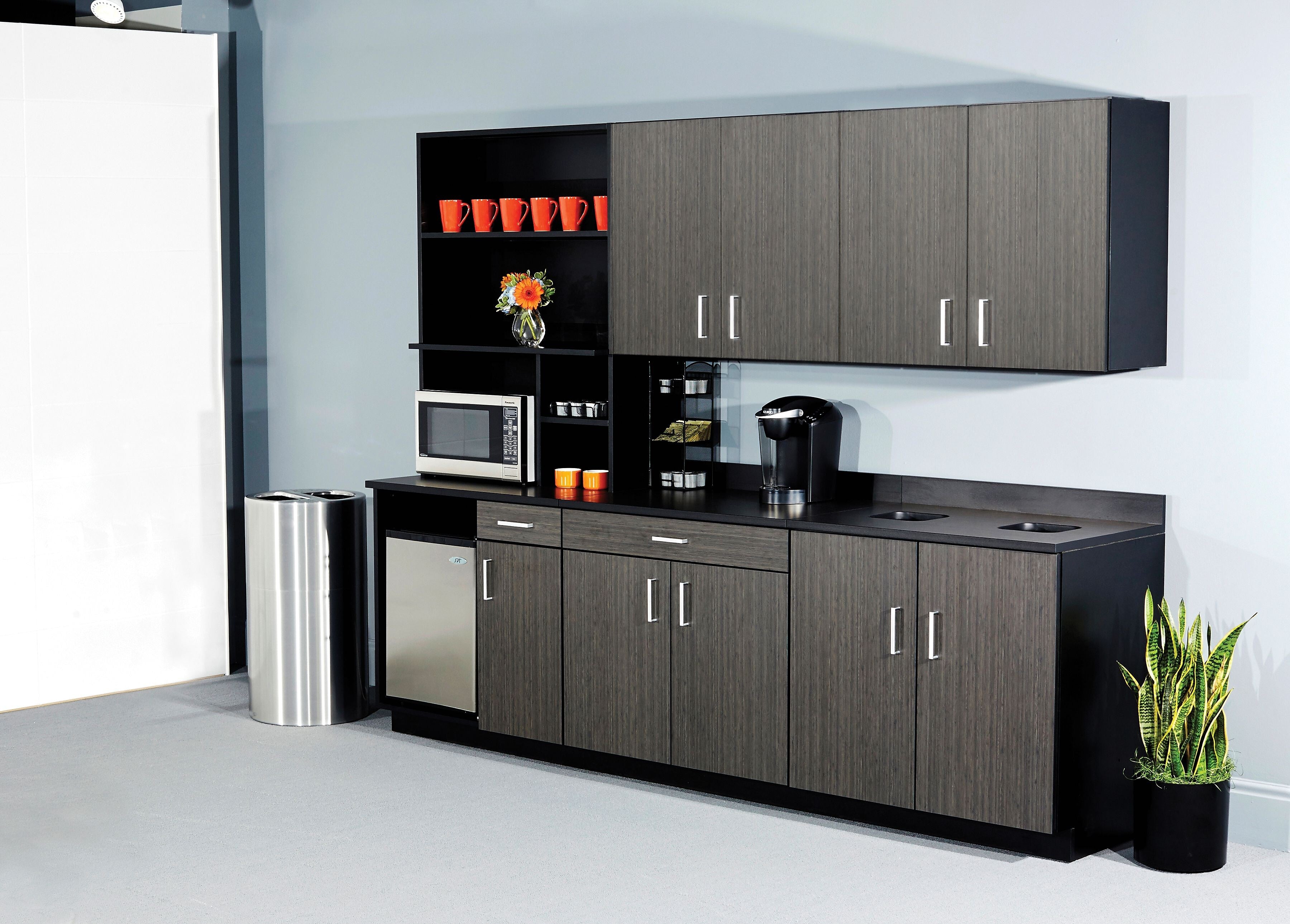 Safco® Modular Break Room Breakroom Wall Cabinet, Asian Night/Black, 30