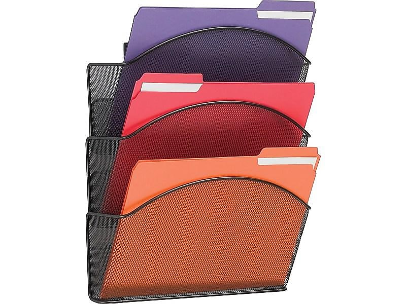 Safco Onyx 3-Pocket Steel Wall File, Letter-Sized, Black