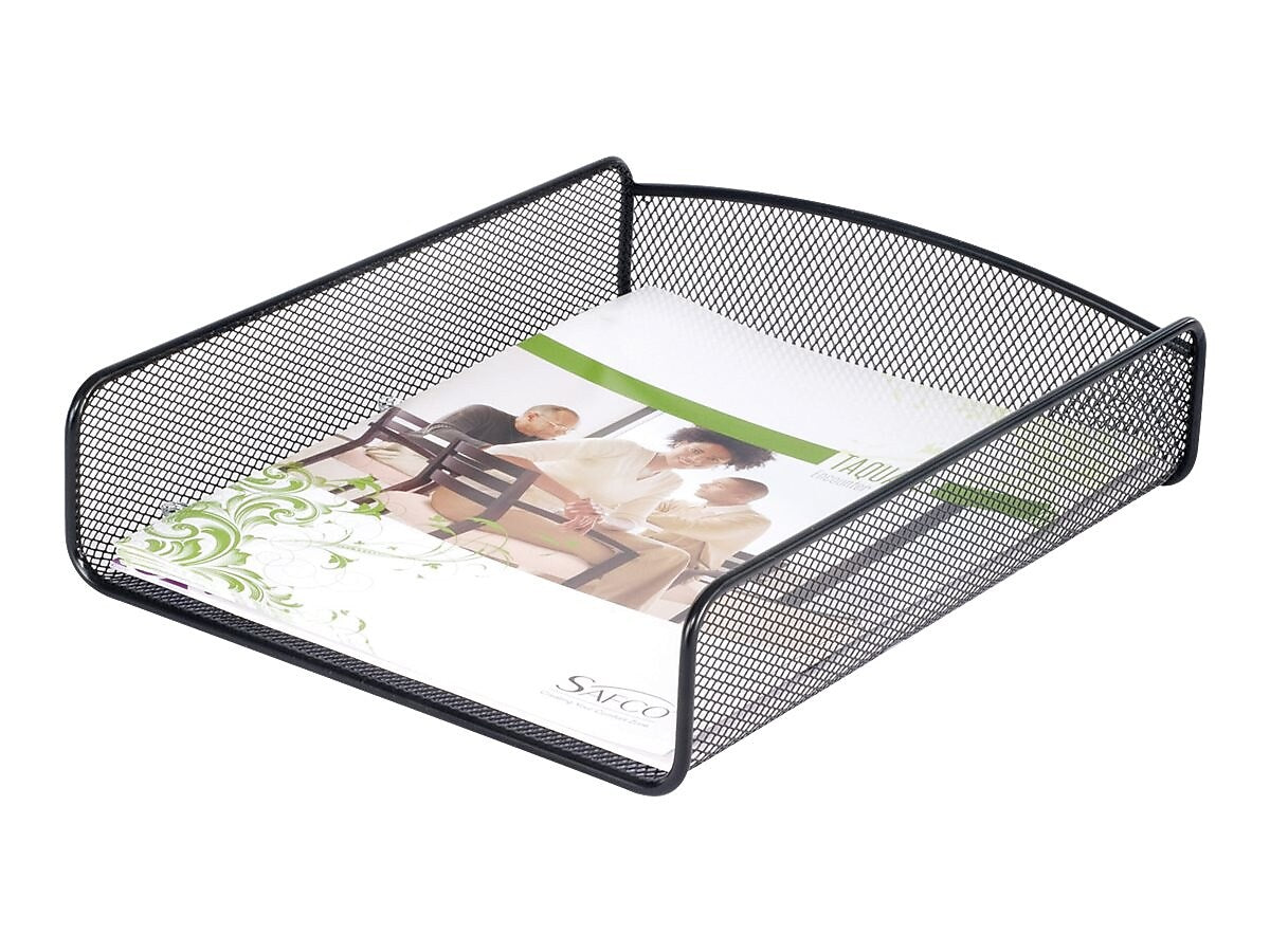 Safco Onyx Front Loading Letter Tray, Black Steel Mesh