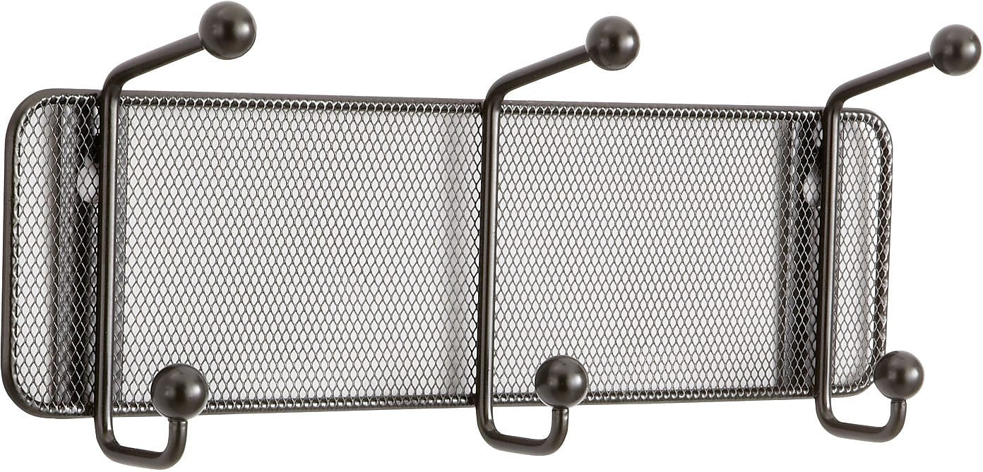 Safco® Onyx™ Mesh Wall Rack, 3 Hook, Black, 5 1/2