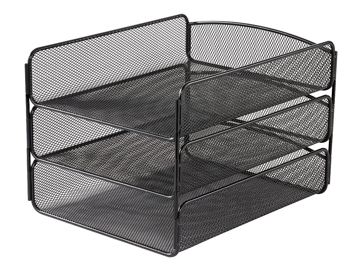 Safco Onyx Triple Letter Tray, Black Steel
