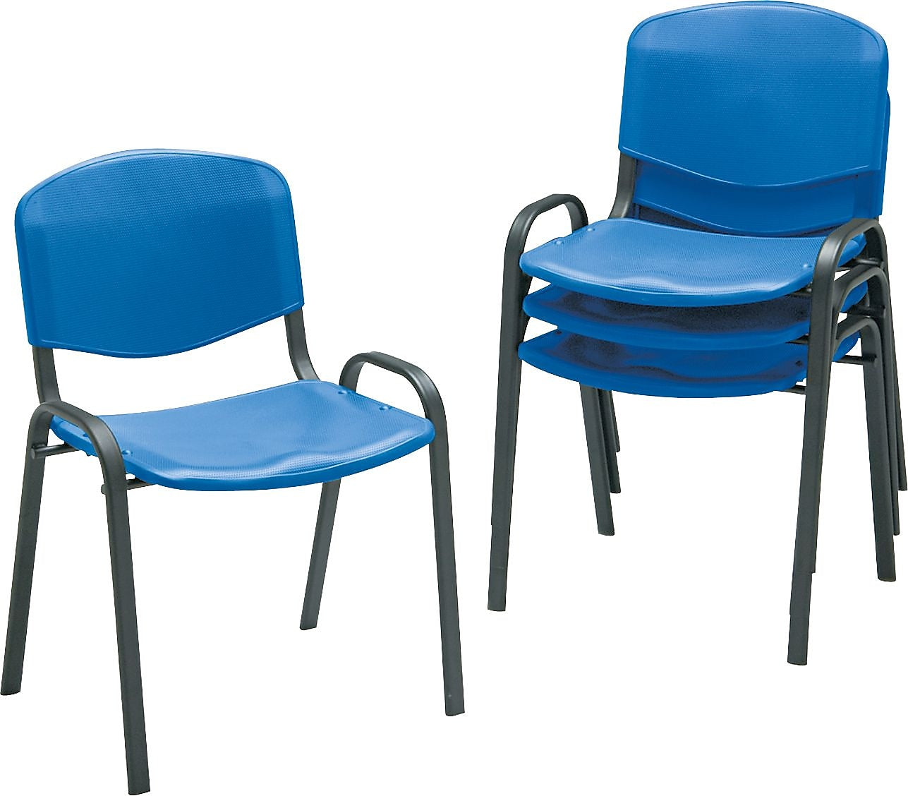 Safco Polypropylene Office Chair Stacking Chair, Blue, 4/Carton