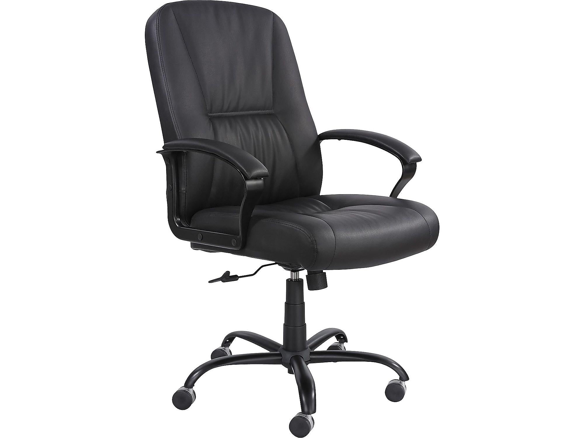 Safco Serenity Leather Computer & Desk Big & Tall Chair, 500 lb. Capacity, Black
