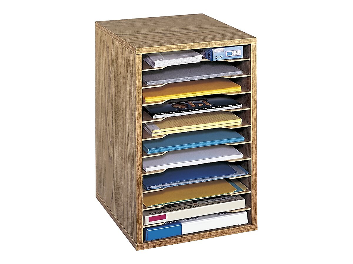 Safco Stackable Wood File Organizer, Oak