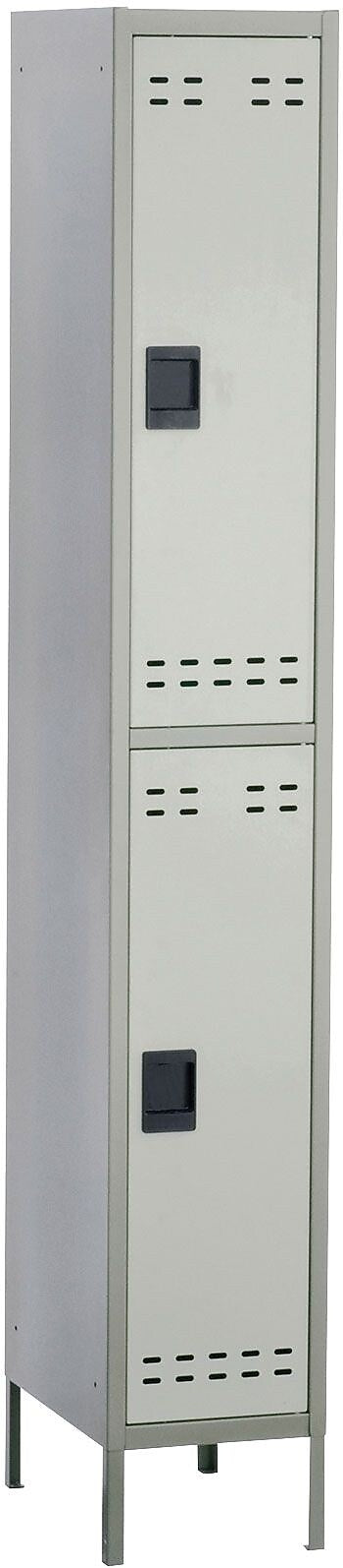 Safco® Steel Locker, Double-Tier, Gray, 78"H x 12"W x 18"D