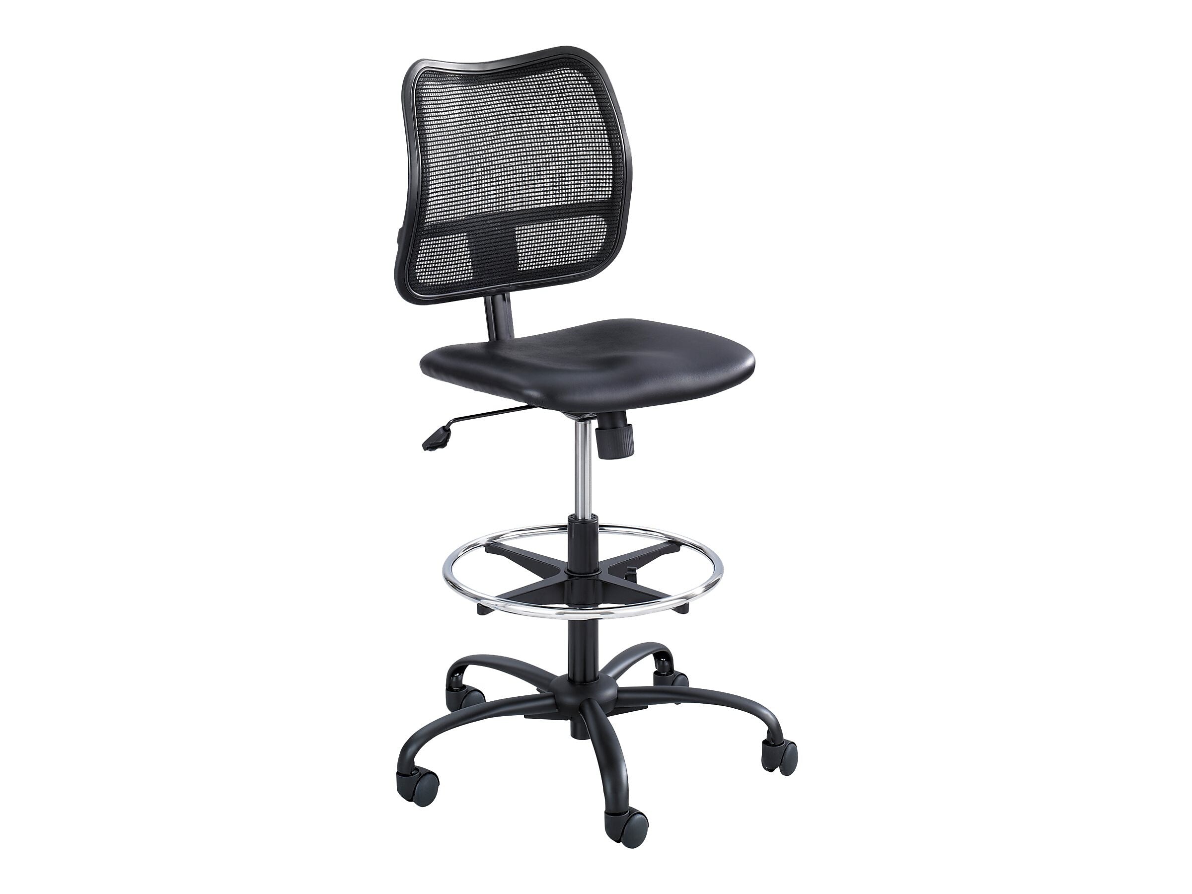 Safco Vue Nylon Mesh Back Vinyl Computer/Desk Chair with Footrest, Black