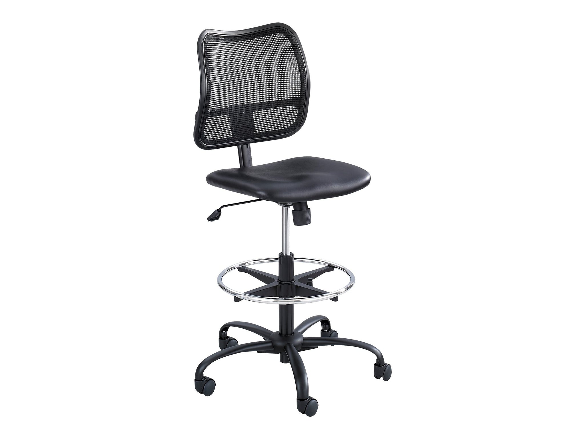 Safco Vue Nylon Mesh Back Vinyl Computer/Desk Chair with Footrest, Black