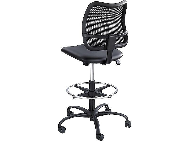 Safco Vue Nylon Mesh Back Vinyl Computer/Desk Chair with Footrest, Black