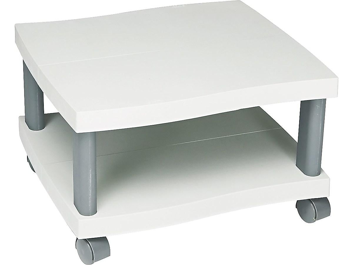 Safco Wave 2-Shelf Plastic/Poly Mobile Printer Stand with Lockable Wheels, Light Gray/Charcoal