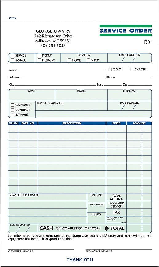 Sales Order Form Ruled, 5-1/2" x 8-1/2", 2-Part, Qty 1000