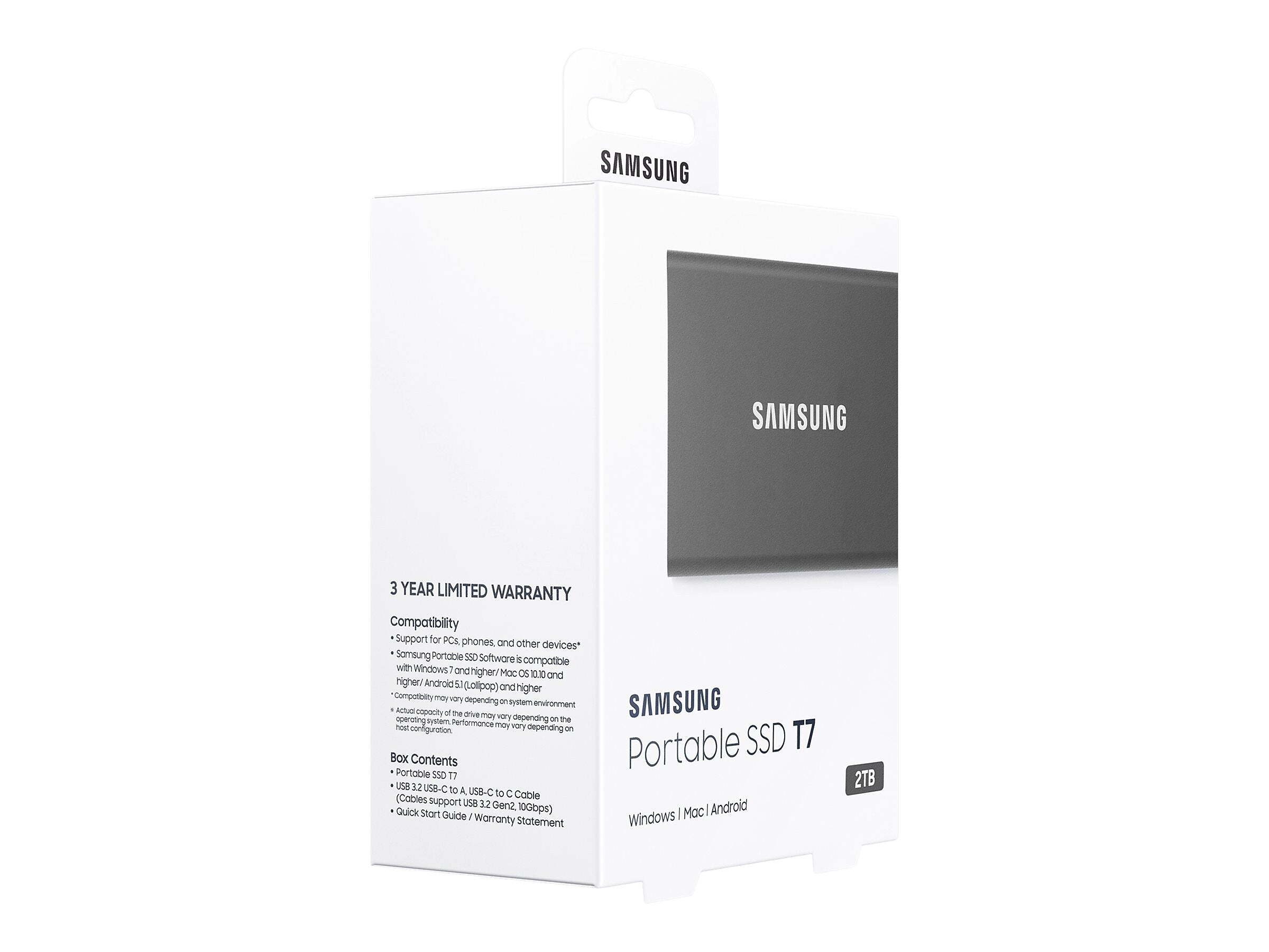 Samsung Portable SSD T7 MU-PC2T0T/AM 2TB USB 3.2 Gen 2 External Solid State Drive