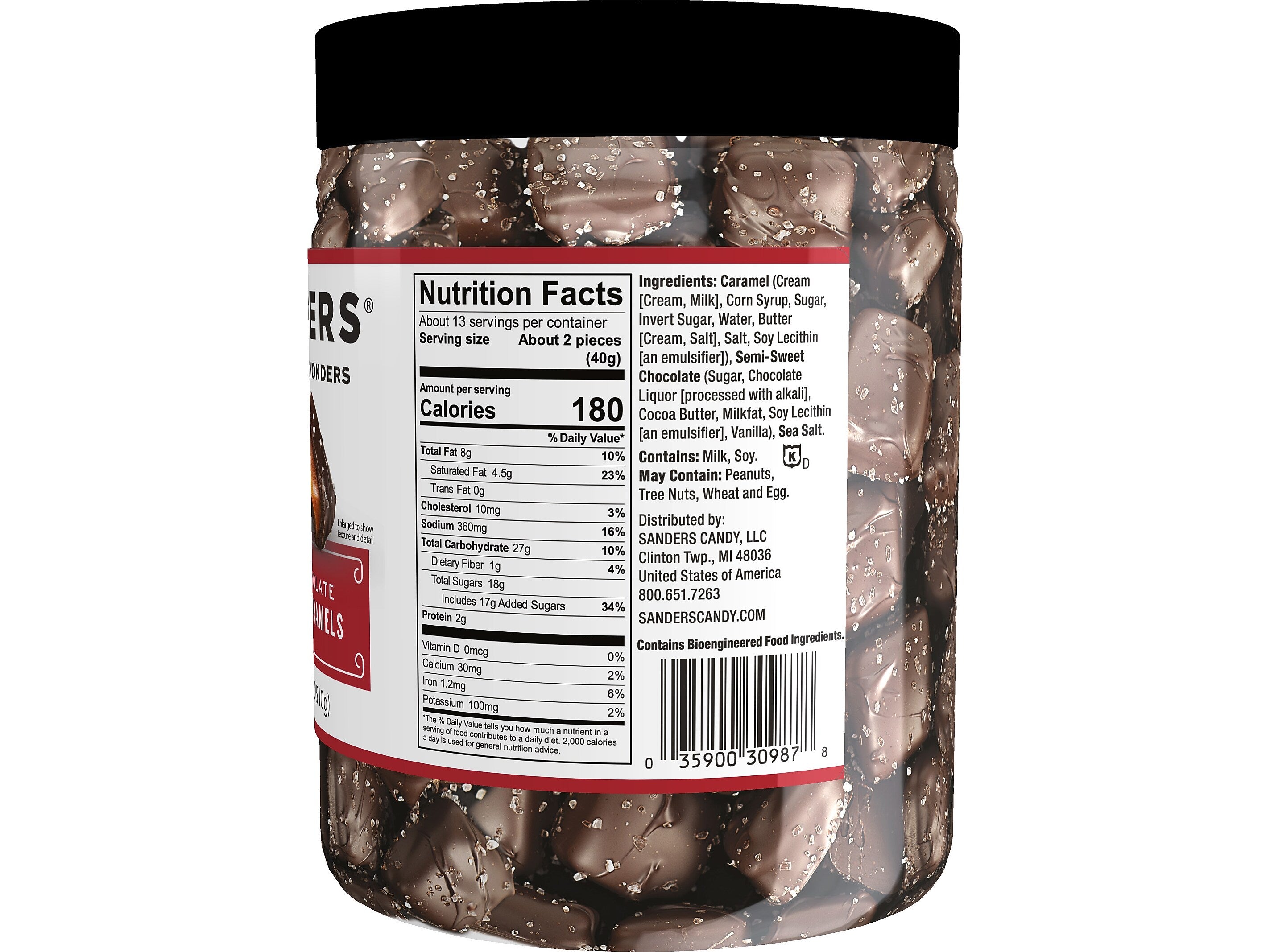 Sanders Small Batch Wonders Dark Chocolate Sea Salt Caramels, 18 Oz.