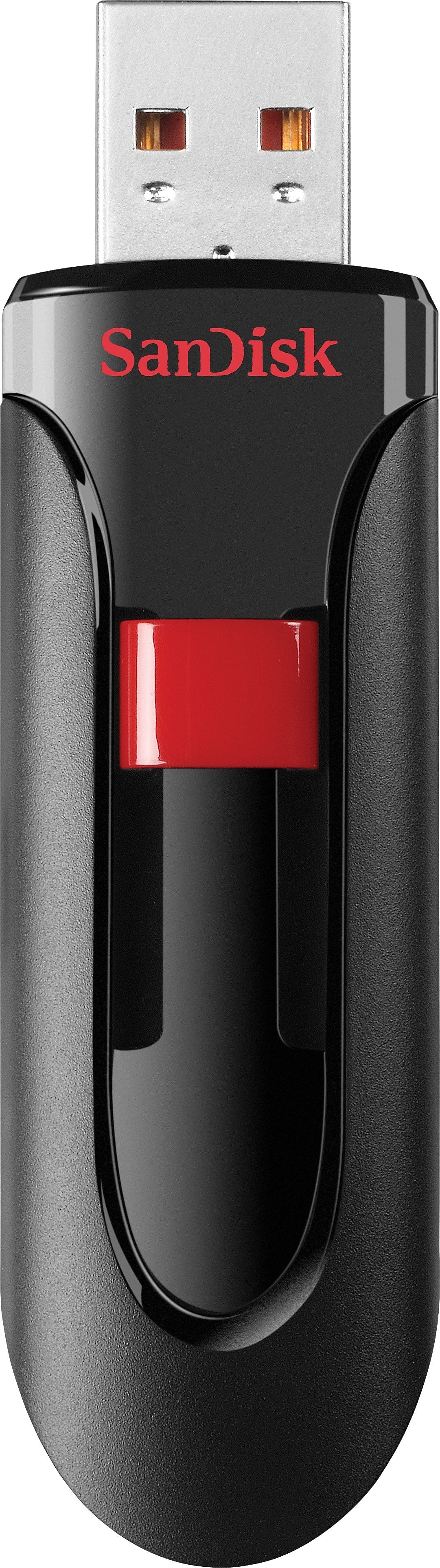 SanDisk Cruzer Glide 128GB USB 2.0 Type A Flash Drive, Black/Red