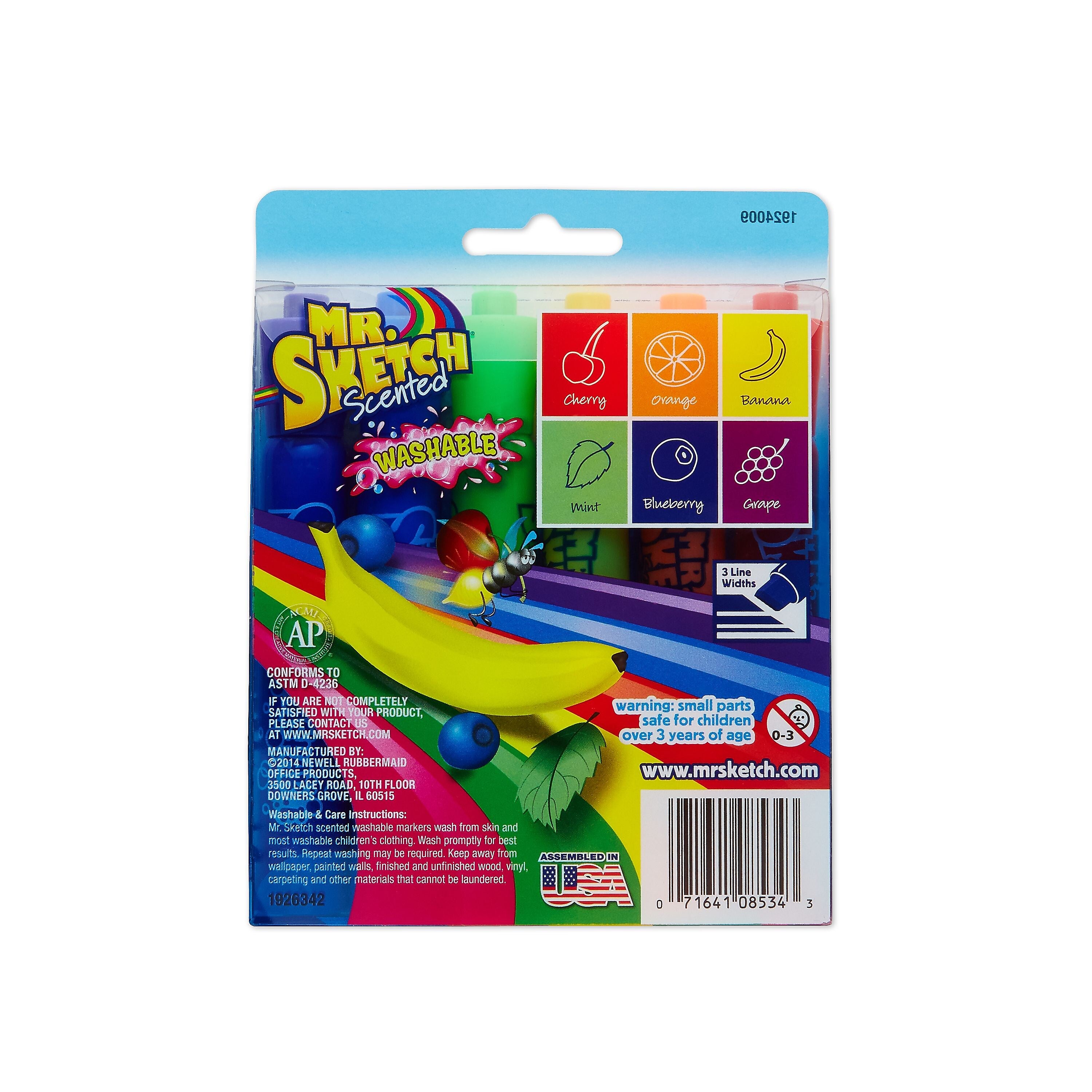 Sanford® Mr. Sketch Chisel Point Scented Washable Marker, Assorted, 6/Pack