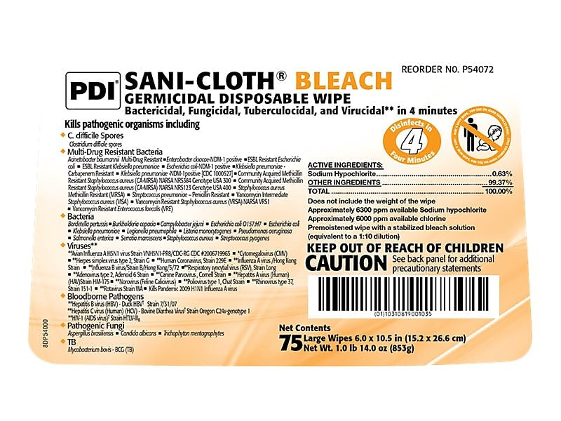 Sani-Cloth Disinfecting Wipes, 75/Pack