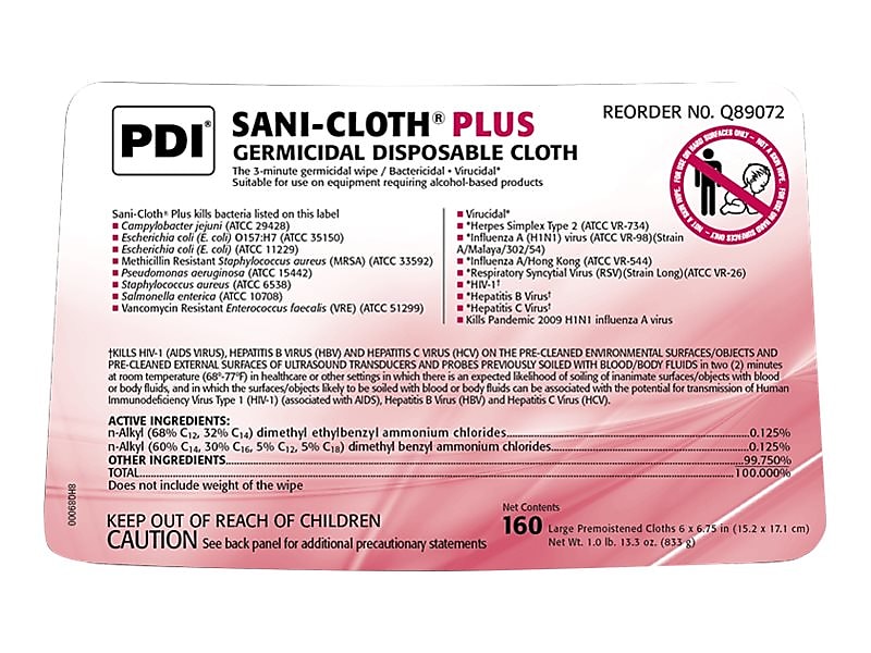 Sani-Cloth Plus Disinfecting Wipes, 160 Wipes/Container, 160/Pack