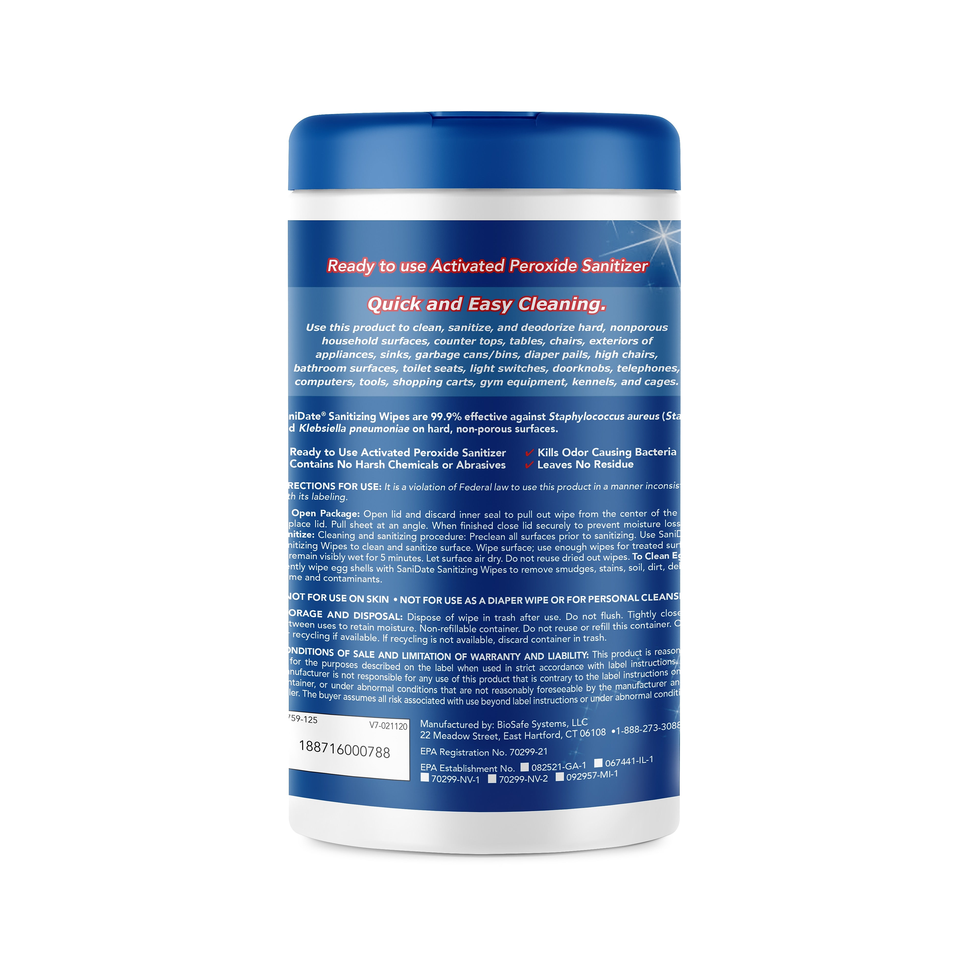 Sanidate Disinfecting Wipe, 125 Wipes