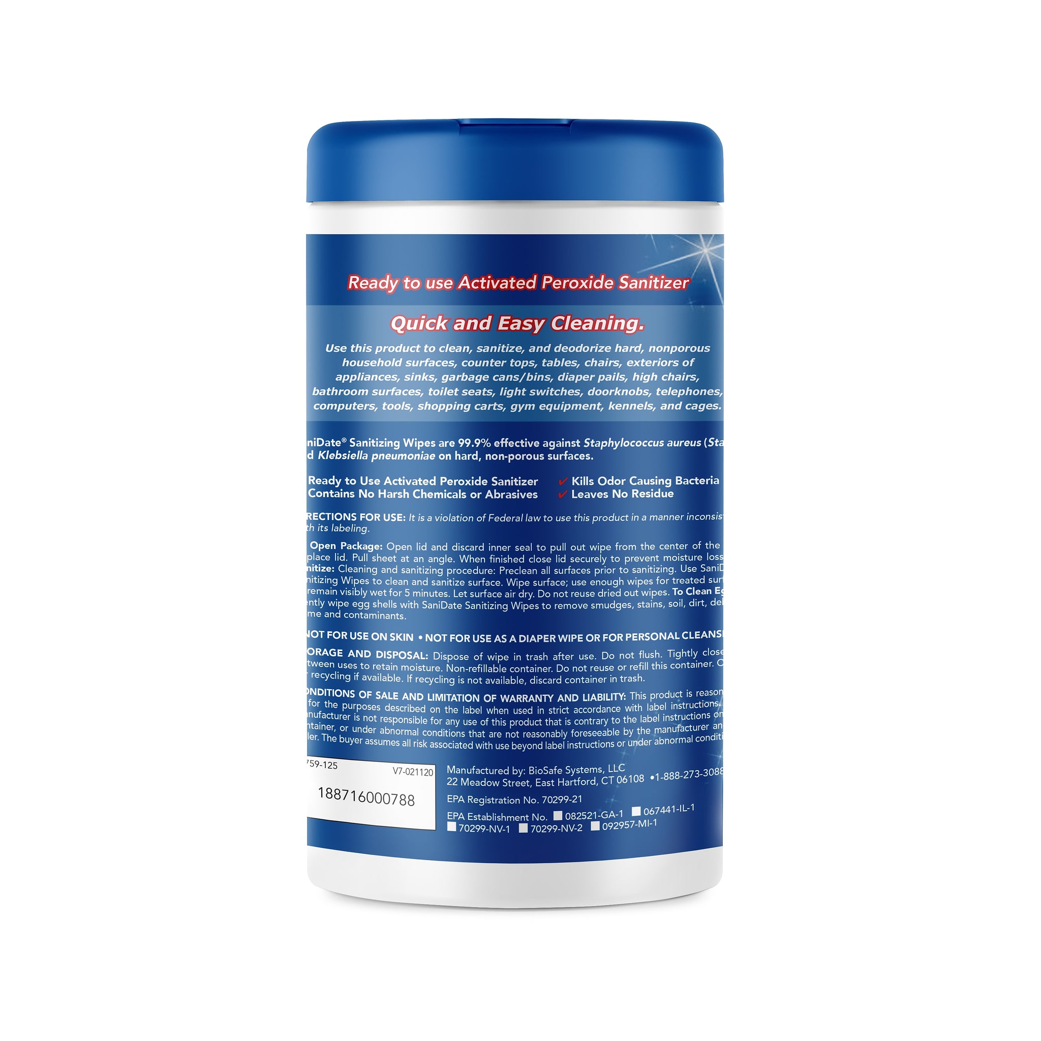 Sanidate Disinfecting Wipe, 125 Wipes