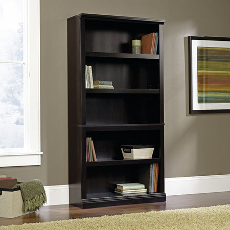 Sauder Select Collection 70"H 5-Shelf Bookcase, Estate Black