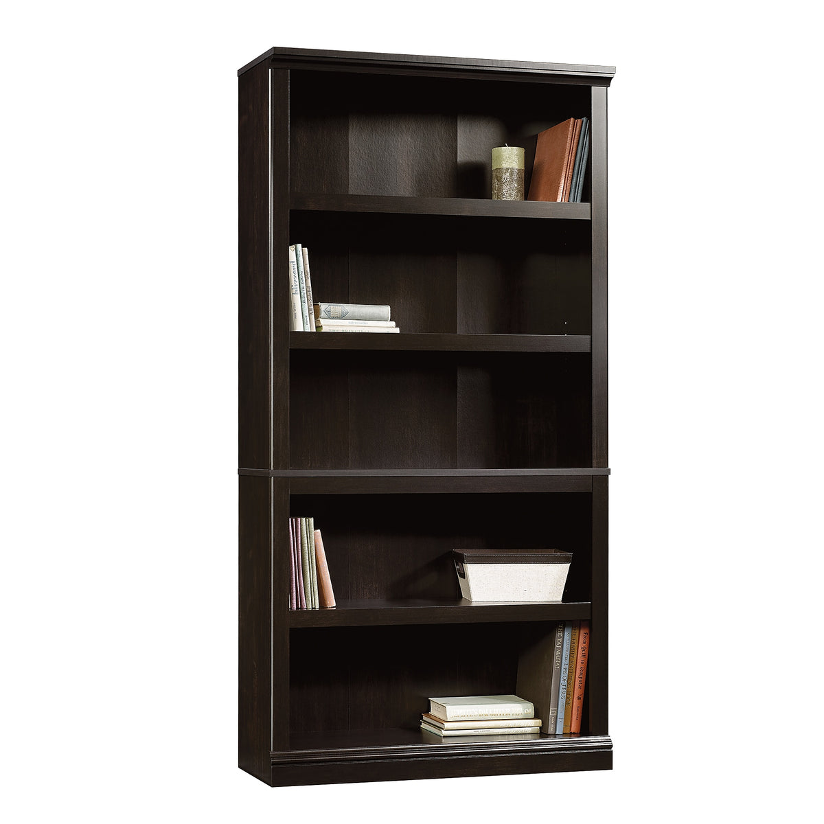 Sauder Select Collection 70"H 5-Shelf Bookcase, Estate Black