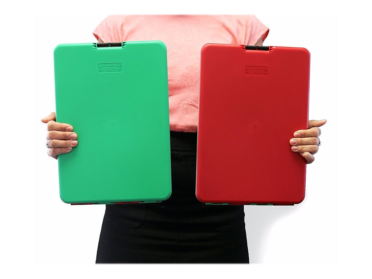 Saunders Show2Know Plastic Storage Clipboard, Red/Green