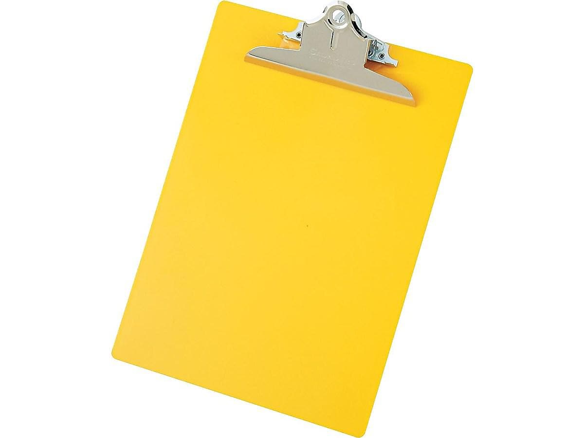 Saunders US-Works Plastic Clipboard, Letter Size, Yellow