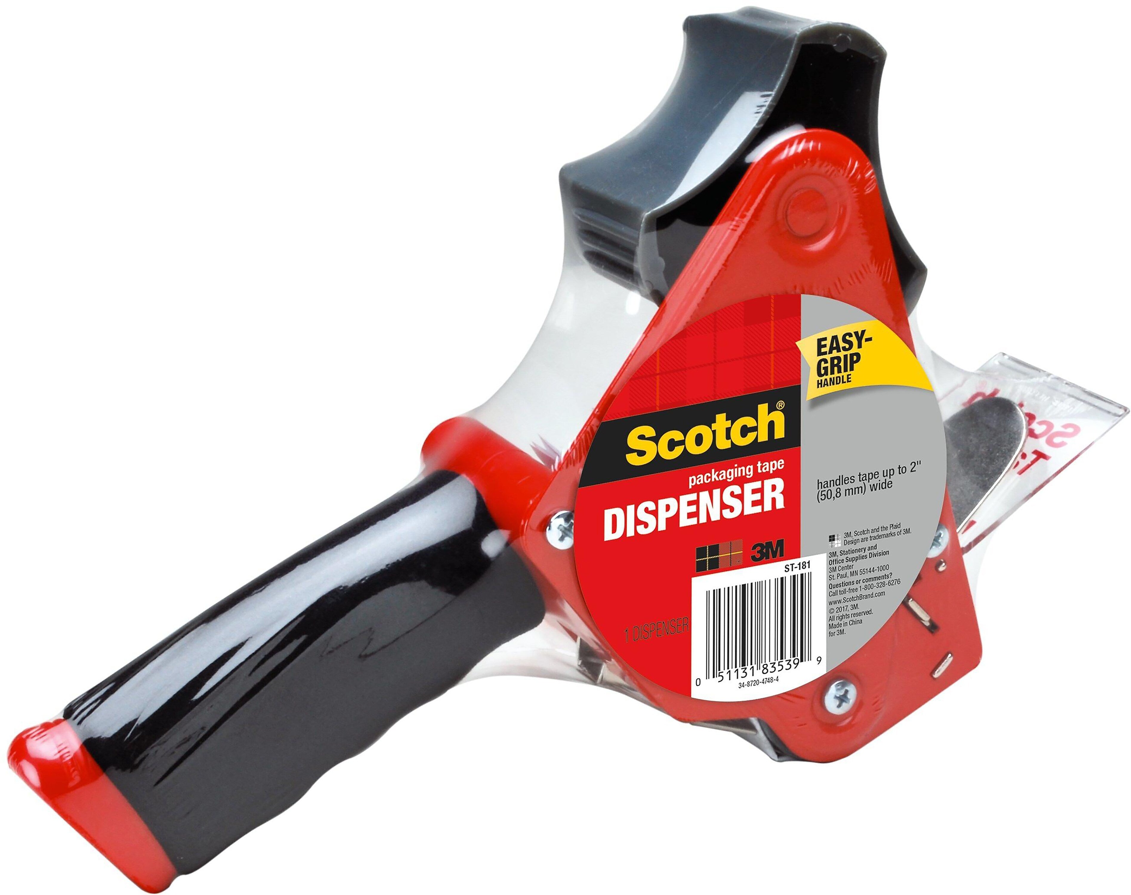 Scotch 2" Handheld Packing Tape Dispenser, Red