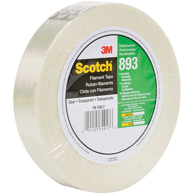 Scotch® 893 6 mil. Filament Tape, Clear, 0.47