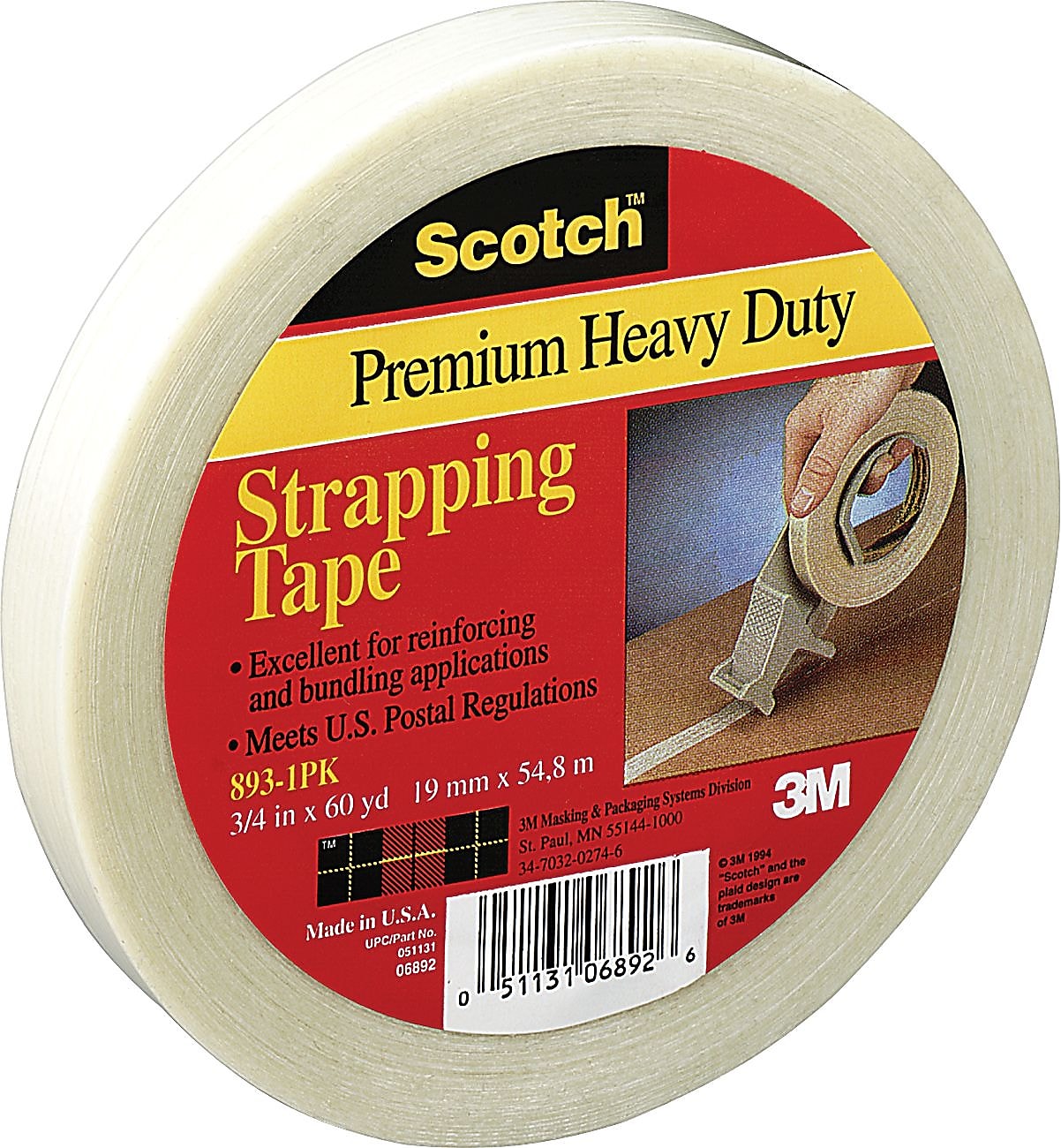 Scotch® #893 General Performance Filament Tape, 1