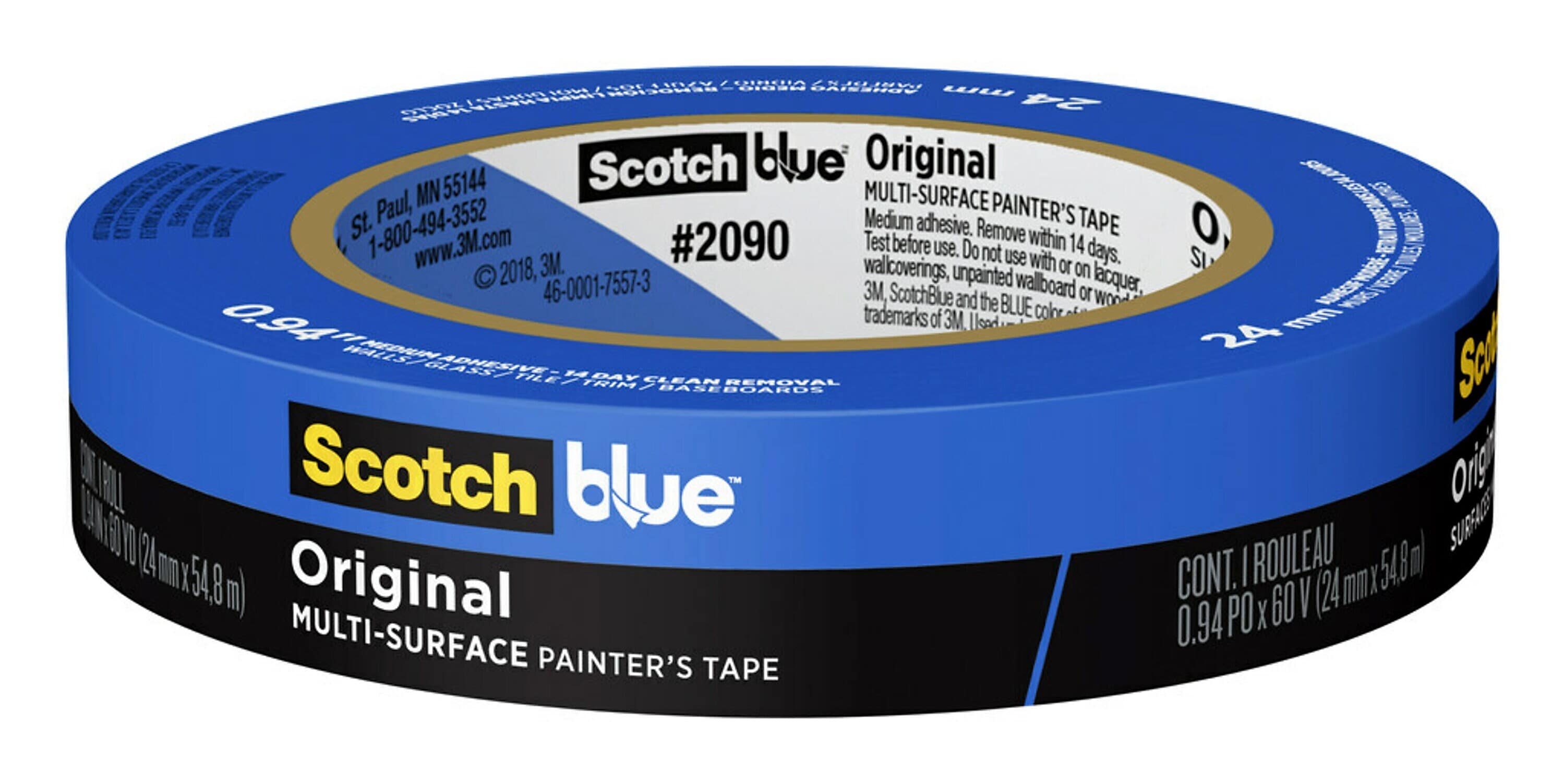 Scotch Blue Painter's Masking Tape, Blue, 3