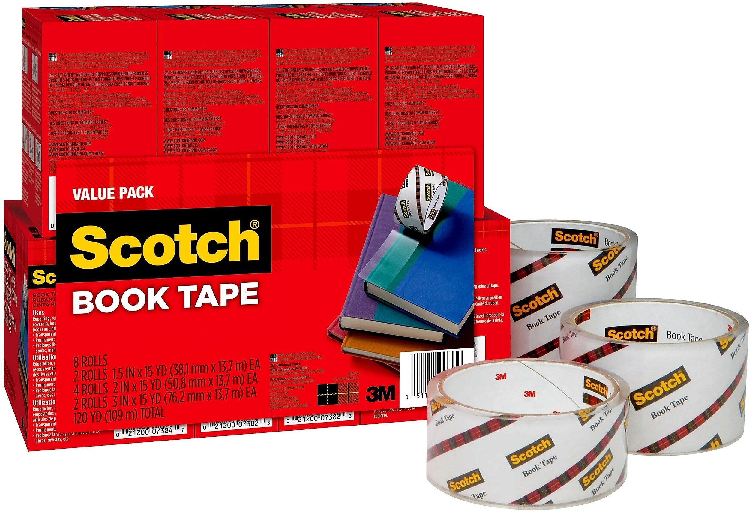 Scotch® Book Tape Value Pack, 8 Rolls