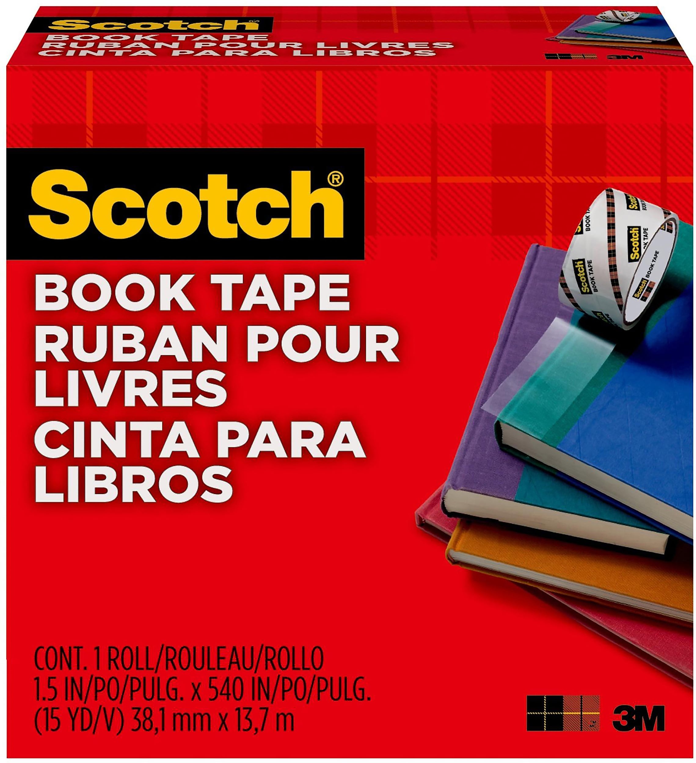 Scotch Book Transparent Clear Tape, 1.5