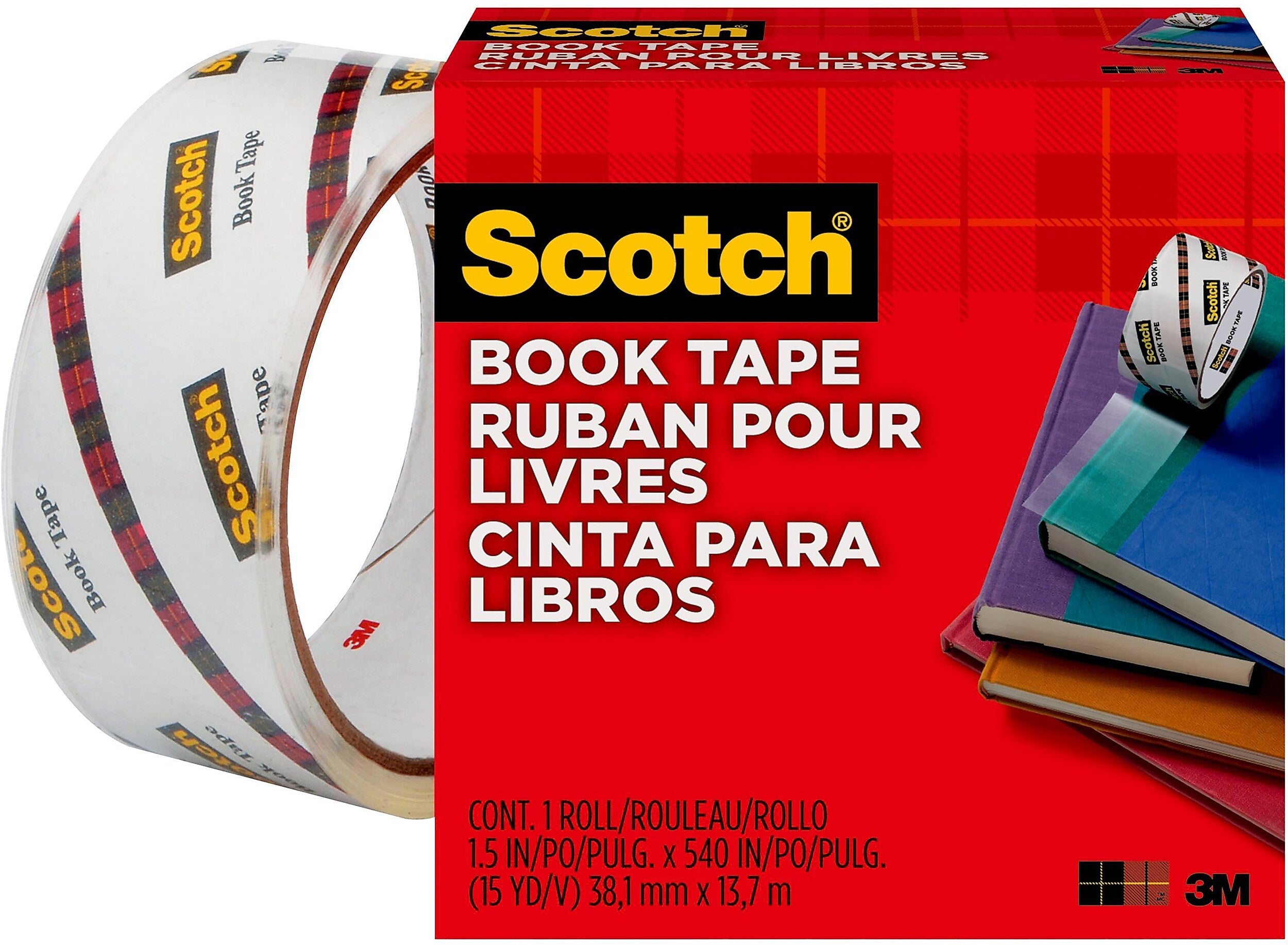 Scotch Book Transparent Clear Tape, 1.5
