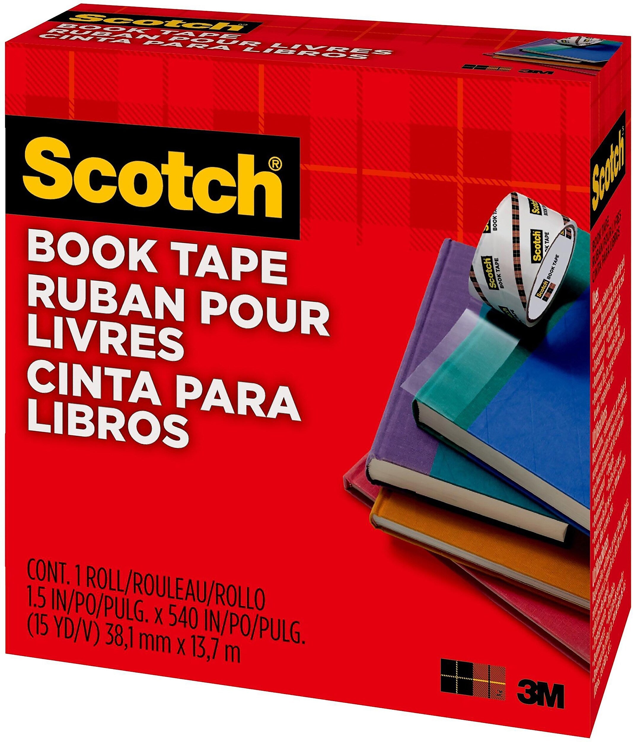 Scotch Book Transparent Clear Tape, 1.5