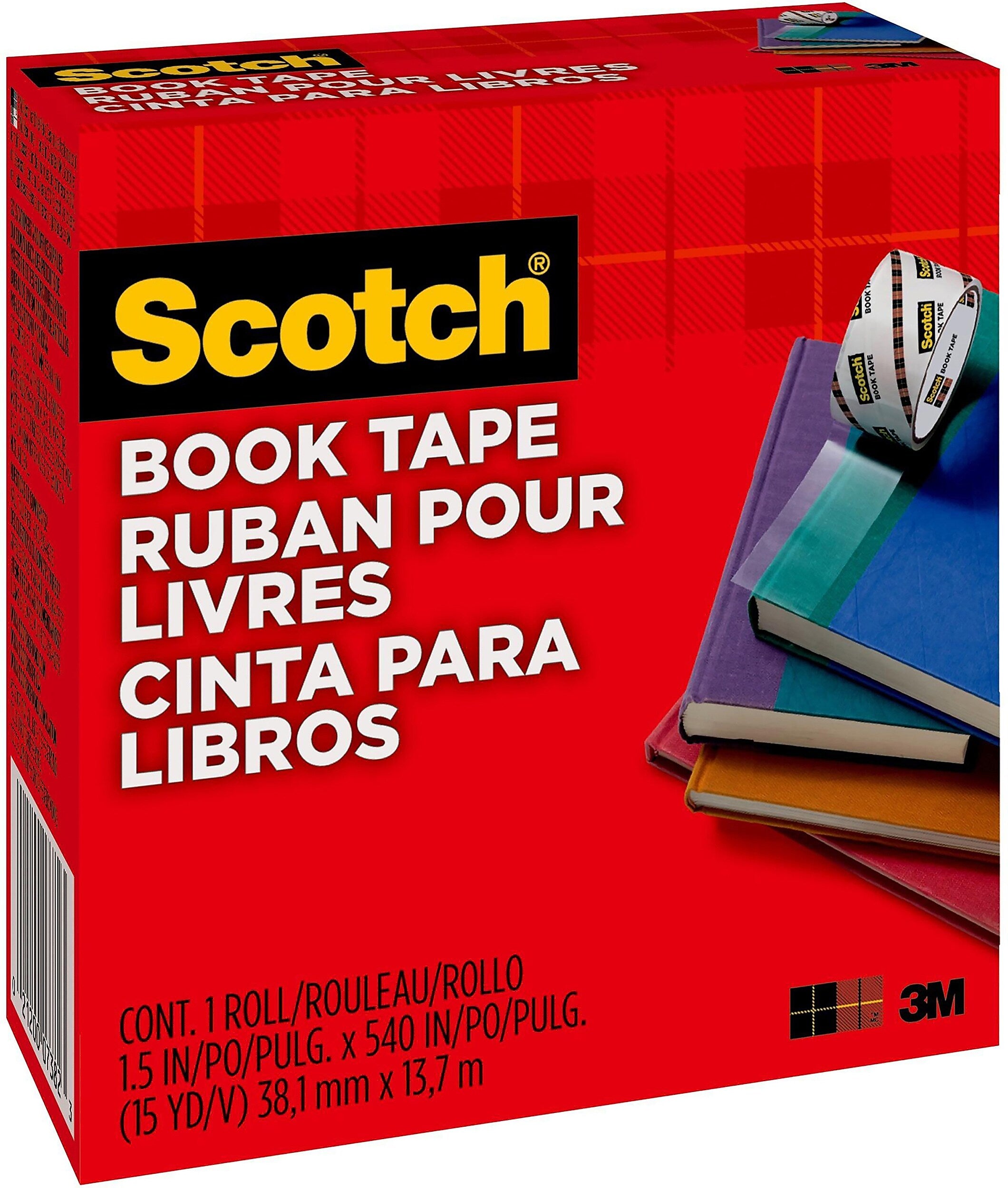 Scotch Book Transparent Clear Tape, 1.5