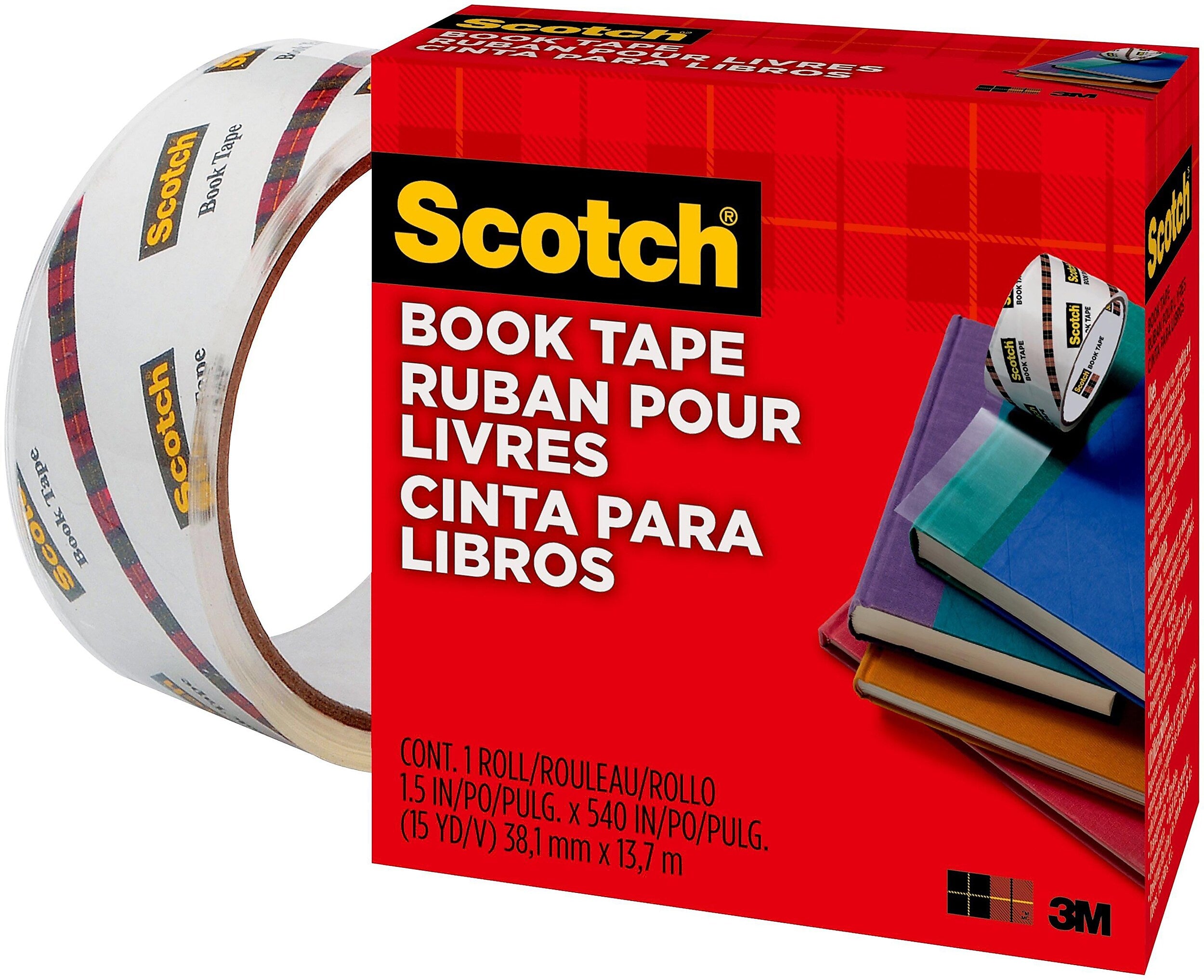 Scotch Book Transparent Clear Tape, 1.5