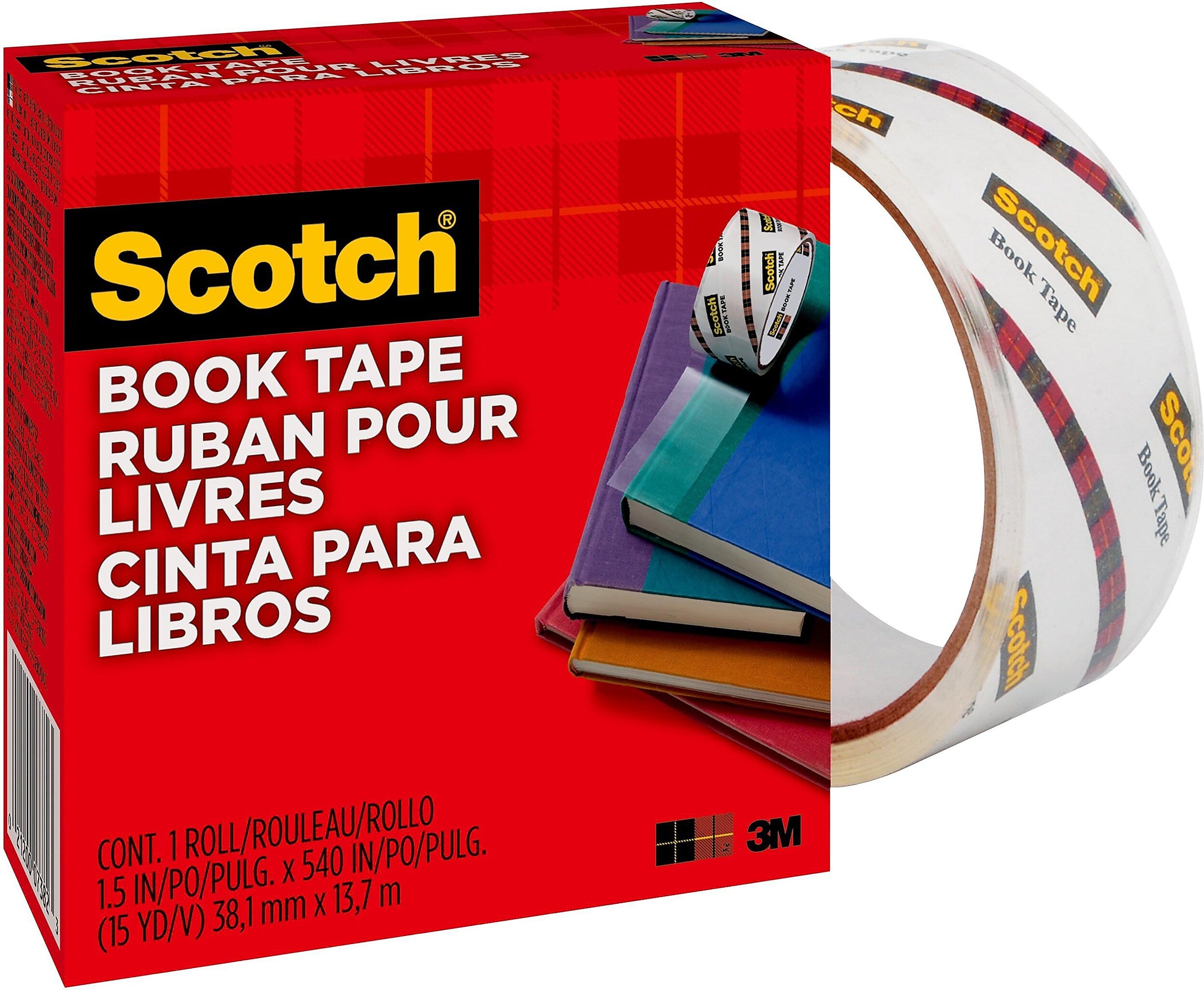 Scotch Book Transparent Clear Tape, 1.5