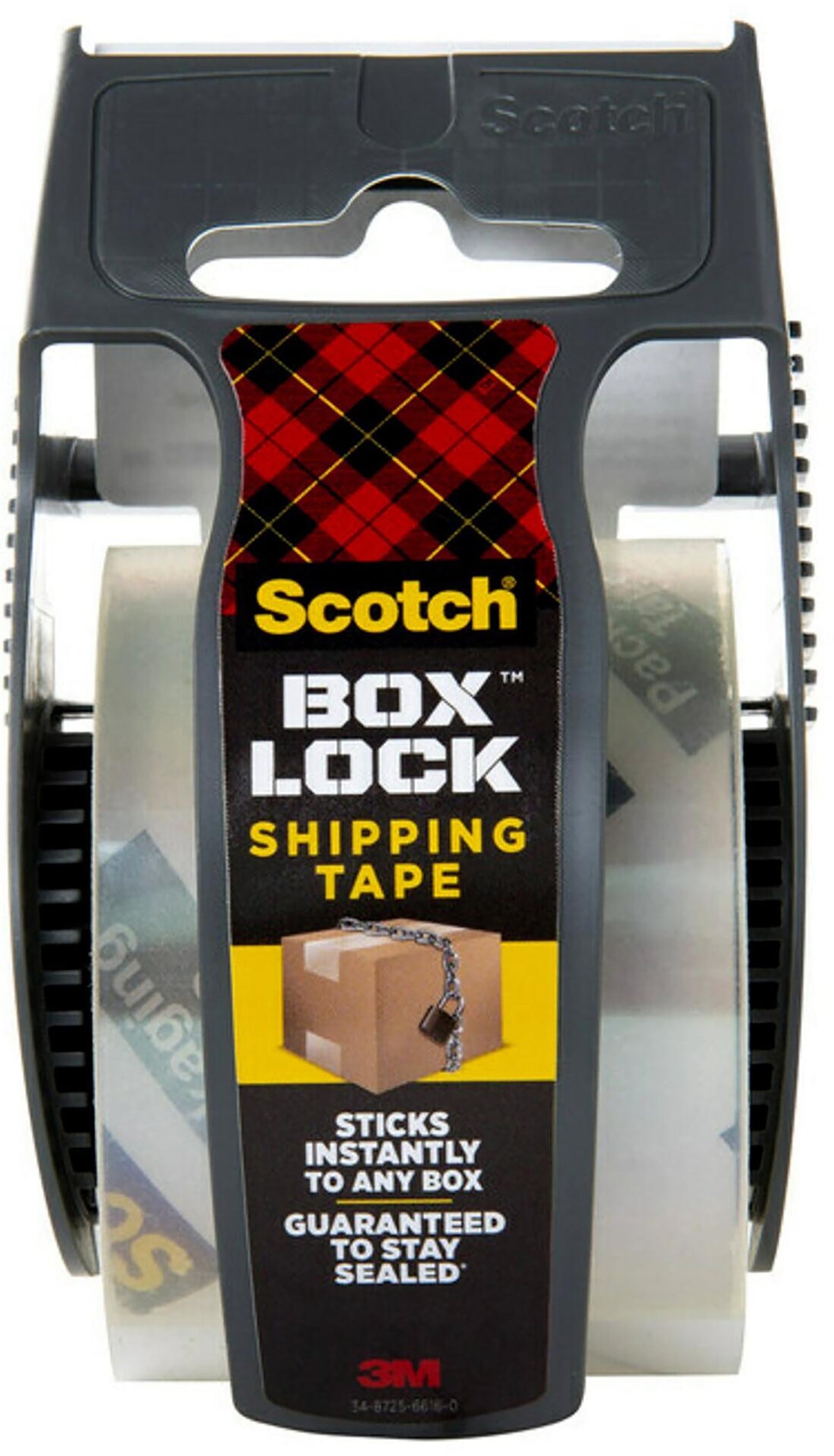 Scotch Box Lock Heavy Duty Packing Tape with Dispenser, 1.88" x 22.2 yds., Clear