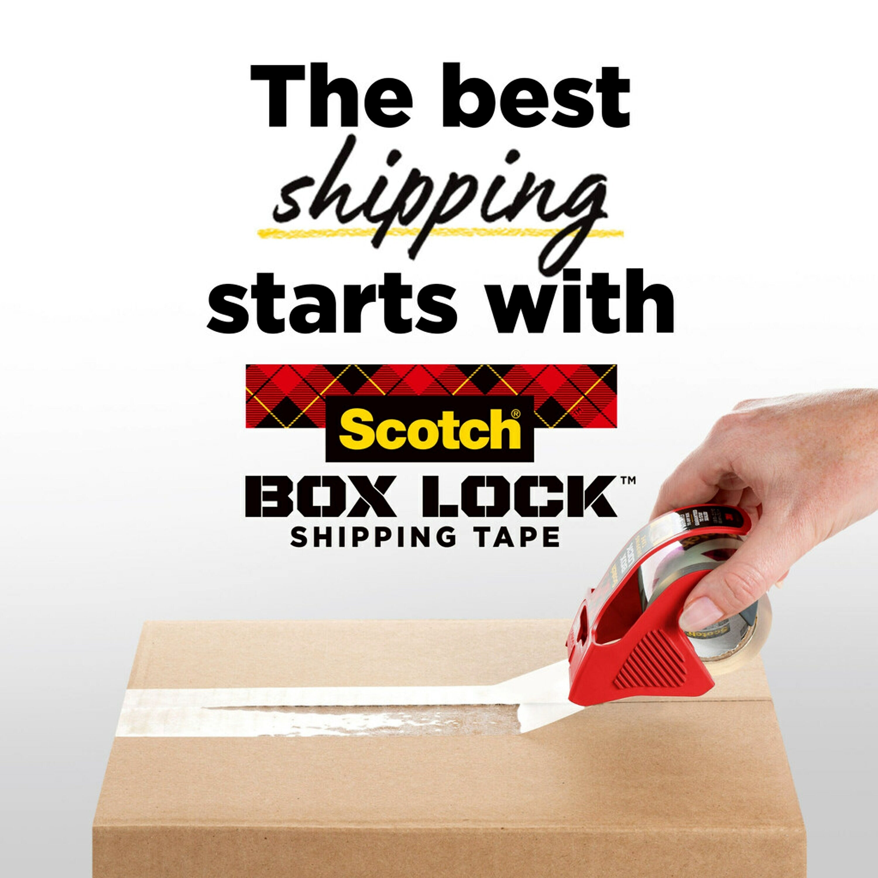 Scotch Box Lock Shipping Packing Tape, 1.88 in x 54.6 yds., Clear, 3/Pack