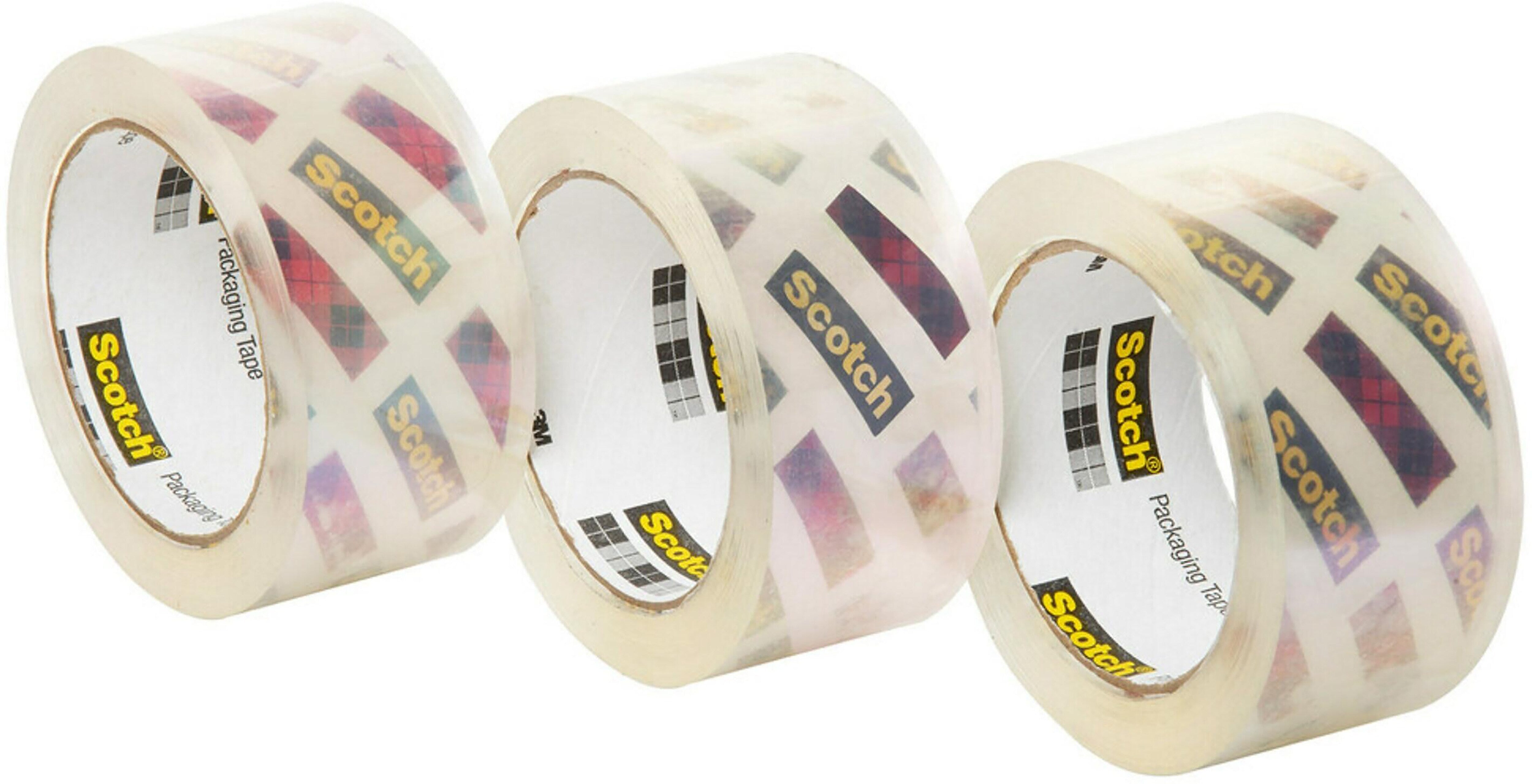 Scotch Box Lock Shipping Packing Tape, 1.88 in x 54.6 yds., Clear, 3/Pack