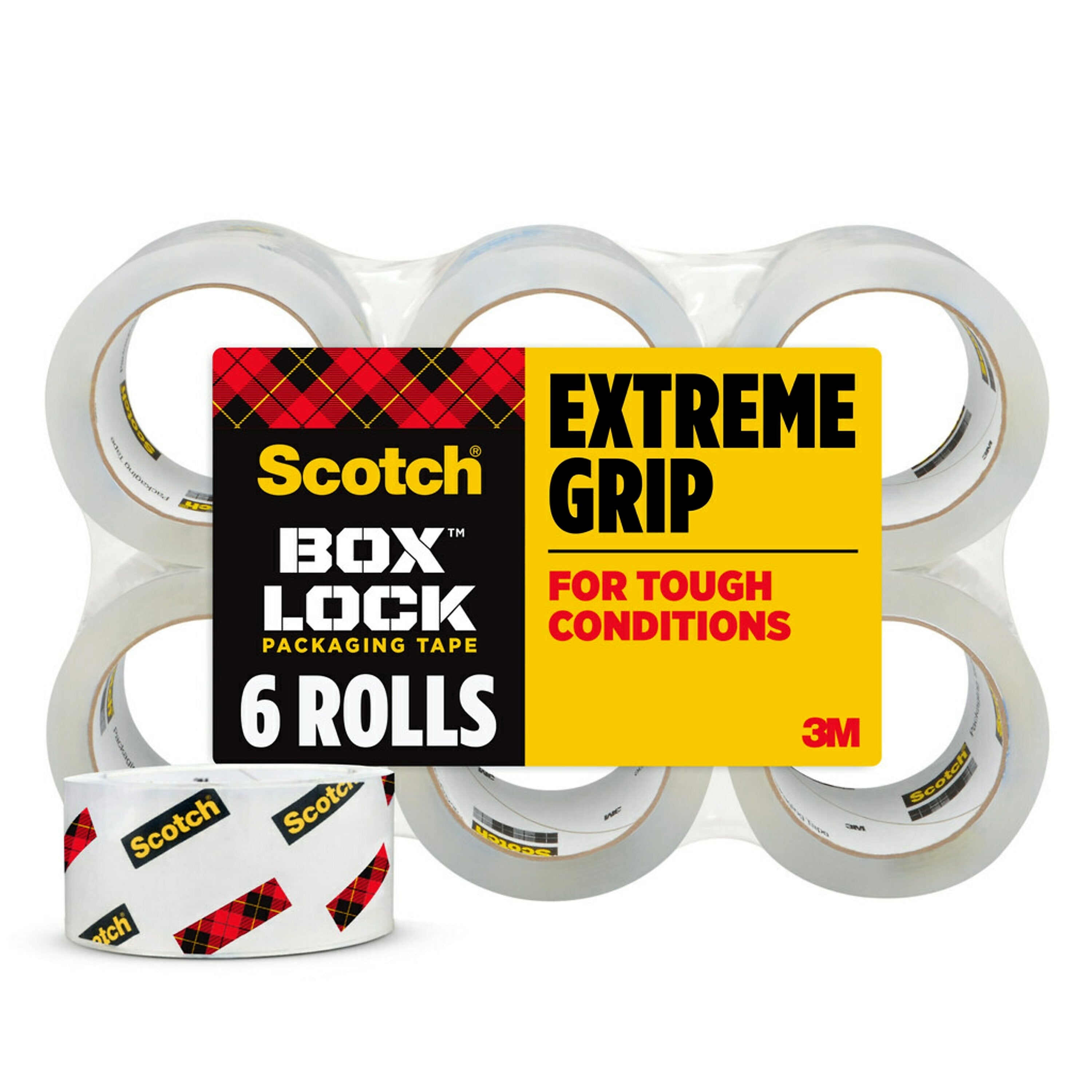 Scotch Box Lock Shipping Packing Tape, 1.88 in x 54.6 yds., Clear, 6/Pack